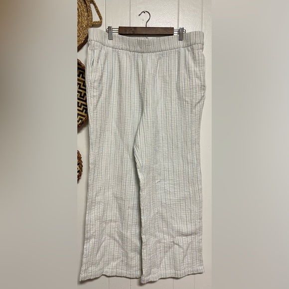 Wonderly Pants - Wonderly size XXL 100% Cotton gauze texture striped wide leg pull on pant